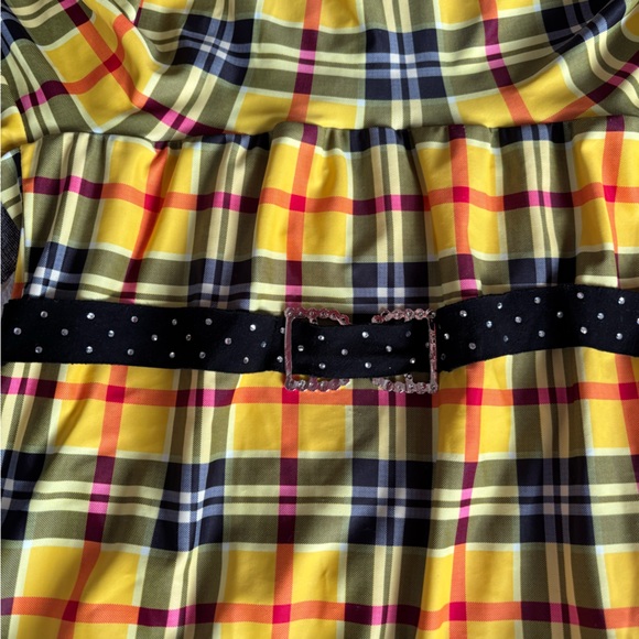 Revolution Yellow and Black Plaid Kids XXLC dance skating dress - Picture 4 of 9